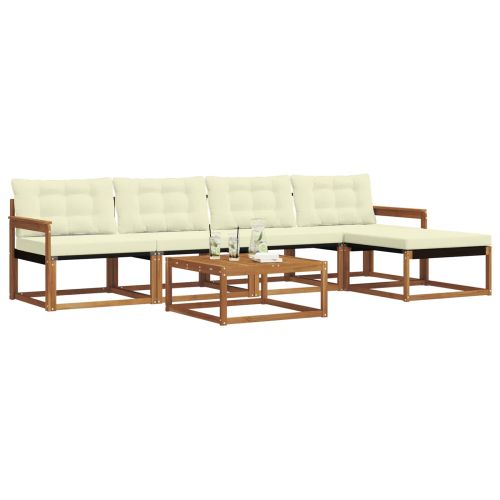 Комплект дивани за открито 6 pcs Натурален и Крема