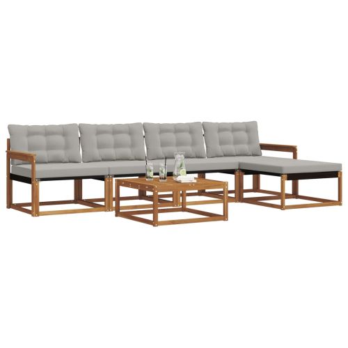 Комплект дивани за открито 6 pcs Естествено и светло сиво