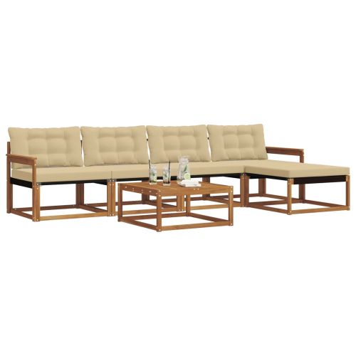 Комплект дивани за открито 6 pcs Натурален и Бежов