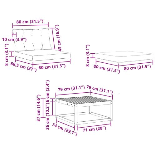Комплект дивани за открито 6 pcs Натурален и Бежов