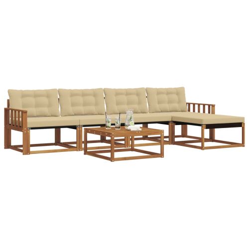 Комплект дивани за открито 6 pcs Натурален и Бежов