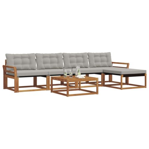Комплект дивани за открито 6 pcs Естествено и светло сиво