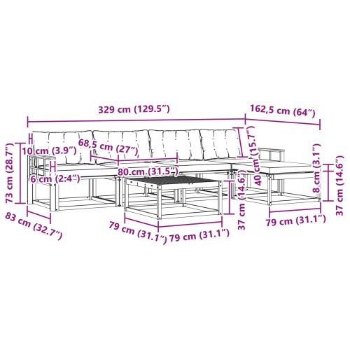 Комплект дивани за открито 6 pcs Натурален и Крема