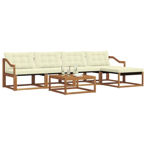 Комплект дивани за открито 6 pcs Натурален и Крема