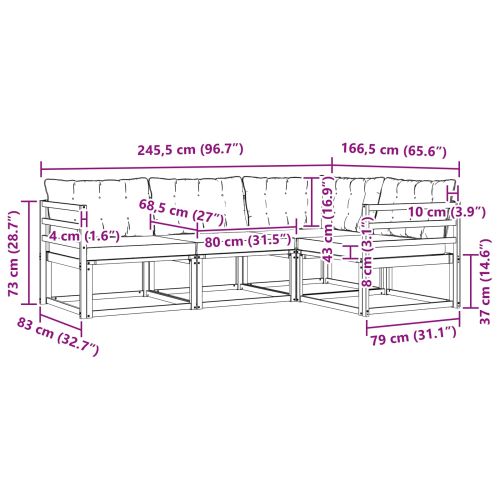 Комплект дивани с възглавница 4 pcs Естествено и черно