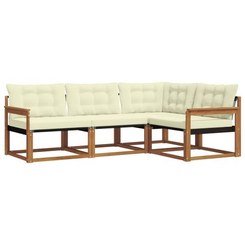 Комплект дивани за открито 4 pcs Натурален и Крема