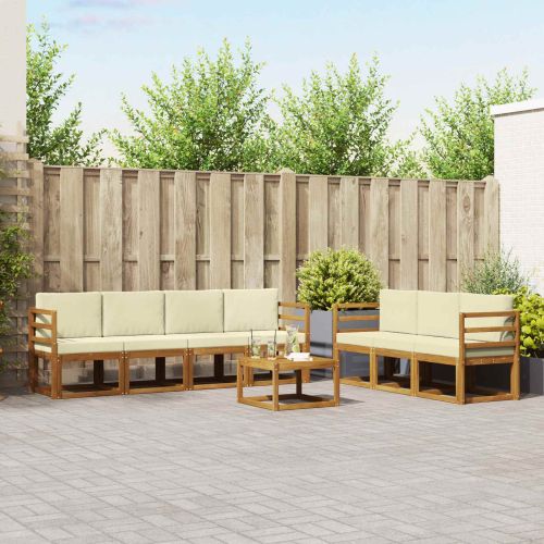 Комплект дивани с възглавница 8 pcs Натурален и Крема