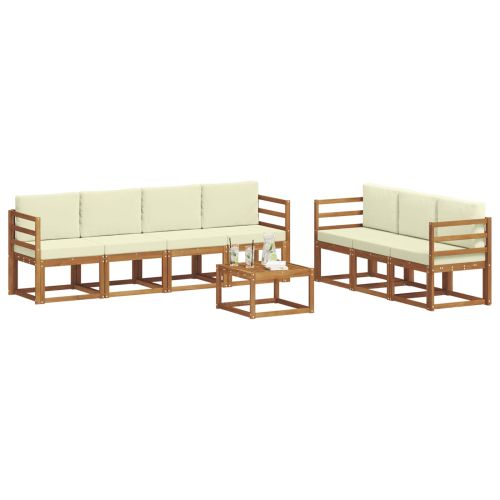 Комплект дивани с възглавница 8 pcs Натурален и Крема