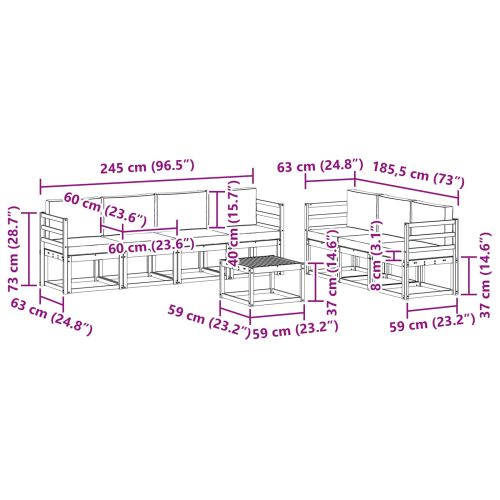 Комплект дивани с възглавница 8 pcs Натурален и Крема