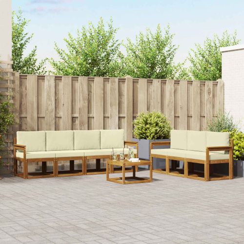 Комплект дивани с възглавница 8 pcs Натурален и Крема