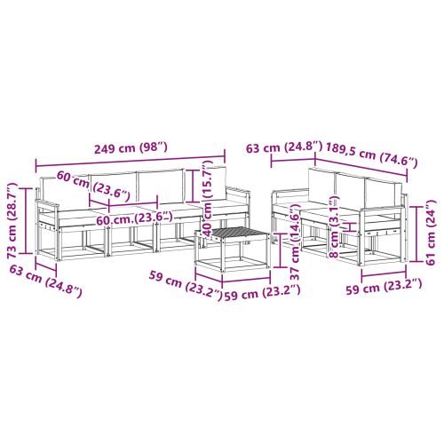 Комплект дивани с възглавница 8 pcs Натурален и Крема