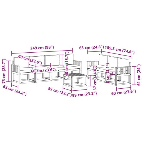 Комплект дивани с възглавница 8 pcs Естествено и светло сиво