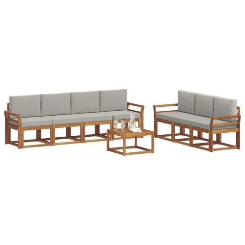 Комплект дивани с възглавница 8 pcs Естествено и светло сиво