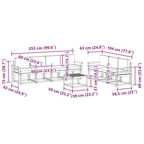 Комплект дивани с възглавница 8 pcs Естествено и светло сиво