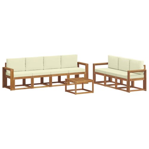 Комплект дивани с възглавница 8 pcs Натурален и Крема