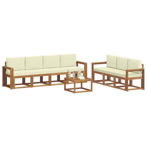 Комплект дивани с възглавница 8 pcs Натурален и Крема