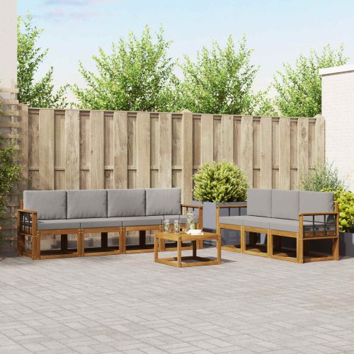 Комплект дивани с възглавница 8 pcs Естествено и светло сиво