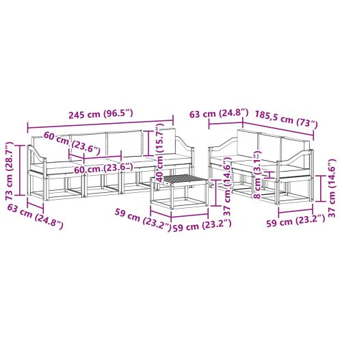 Комплект дивани с възглавница 8 pcs Натурален и Крема