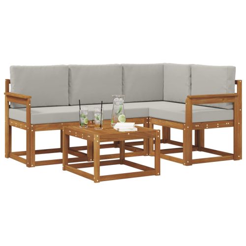 Комплект дивани за открито 5 pcs Естествено и светло сиво