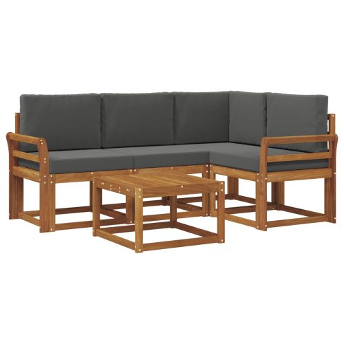 Комплект дивани за открито 5 pcs Натурален и Антрацит