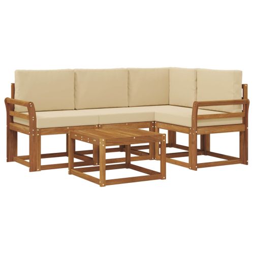 Комплект дивани за открито 5 pcs Натурален и Бежов