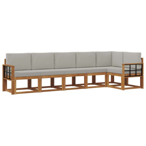 Комплект дивани за открито 6 pcs Естествено и светло сиво