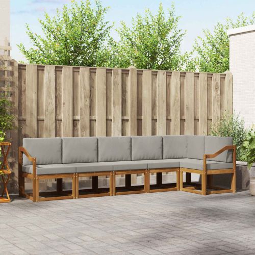 Комплект дивани за открито 6 pcs Естествено и светло сиво