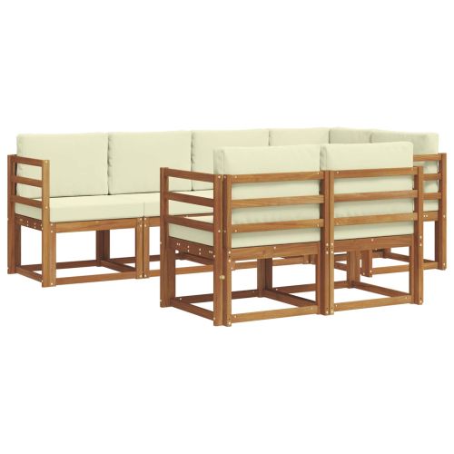 Комплект дивани с възглавница 7 pcs Натурален и Крема