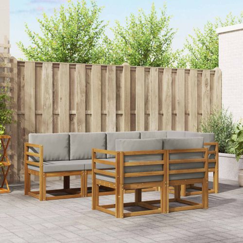 Комплект дивани с възглавница 7 pcs Естествено и светло сиво