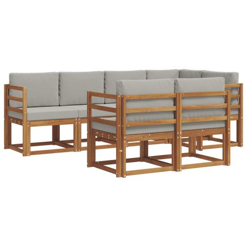 Комплект дивани с възглавница 7 pcs Естествено и светло сиво