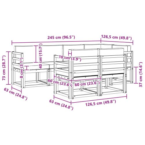 Комплект дивани с възглавница 7 pcs Естествено и светло сиво
