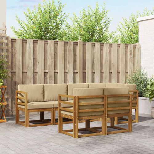 Комплект дивани с възглавница 7 pcs Натурален и Бежов