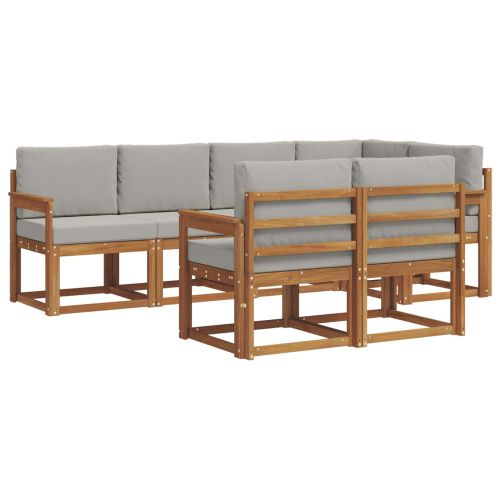 Комплект дивани с възглавница 7 pcs Естествено и светло сиво