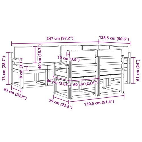 Комплект дивани с възглавница 7 pcs Естествено и светло сиво