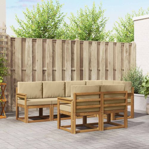 Комплект дивани с възглавница 7 pcs Натурален и Бежов