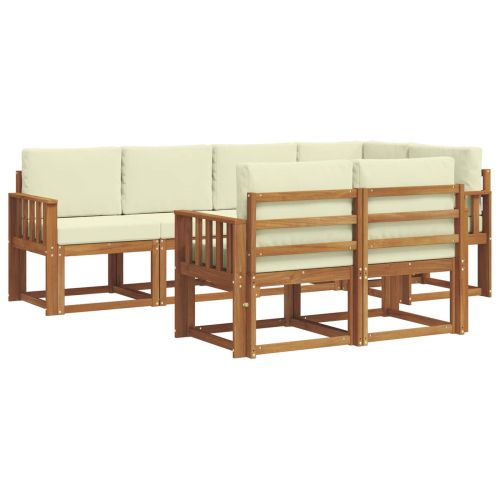 Комплект дивани с възглавница 7 pcs Натурален и Крема