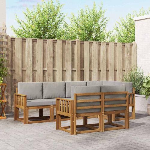 Комплект дивани с възглавница 7 pcs Естествено и светло сиво