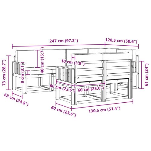 Комплект дивани с възглавница 7 pcs Естествено и светло сиво
