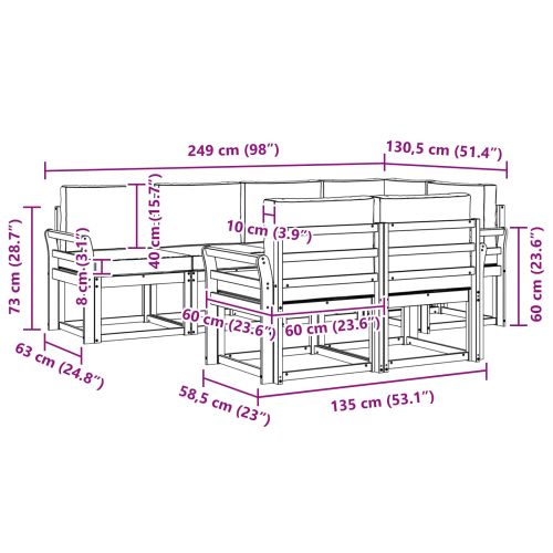 Комплект дивани за открито 7 pcs Натурален и Крема