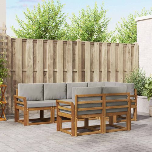 Комплект дивани за открито 7 pcs Естествено и светло сиво