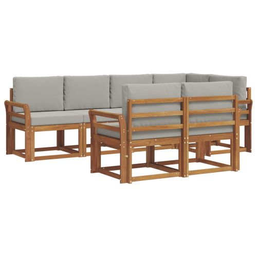 Комплект дивани за открито 7 pcs Естествено и светло сиво