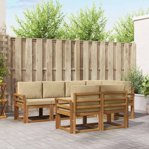 Комплект дивани за открито 6 pcs Естествен 63 x 63 x 73 см