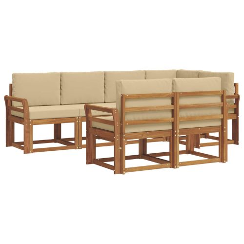 Комплект дивани за открито 6 pcs Естествен 63 x 63 x 73 см