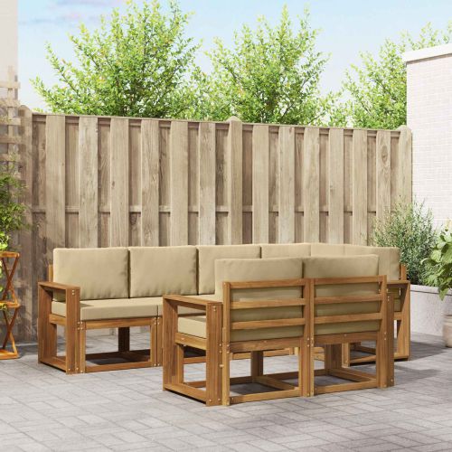 Комплект дивани с възглавница 7 pcs Натурален и Бежов