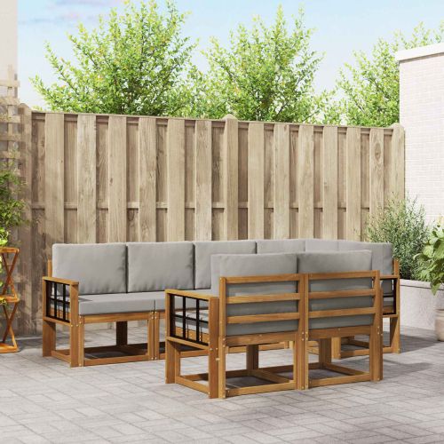 Комплект дивани с възглавница 7 pcs Естествено и светло сиво