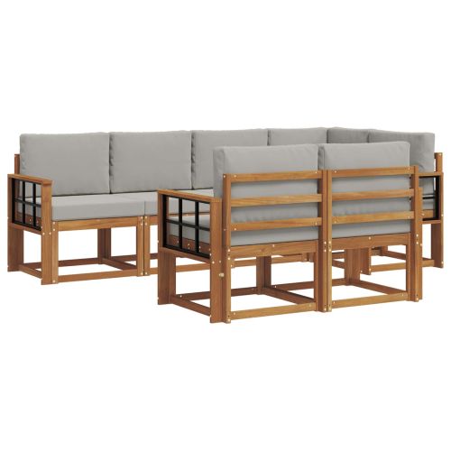 Комплект дивани с възглавница 7 pcs Естествено и светло сиво