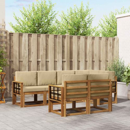 Комплект дивани с възглавница 7 pcs Натурален и Бежов