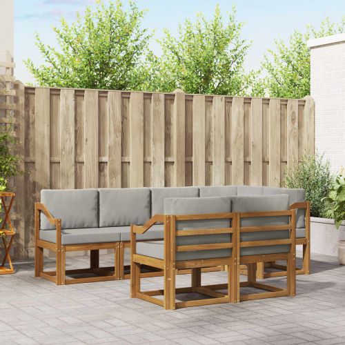 Комплект дивани с възглавница 7 pcs Естествено и светло сиво