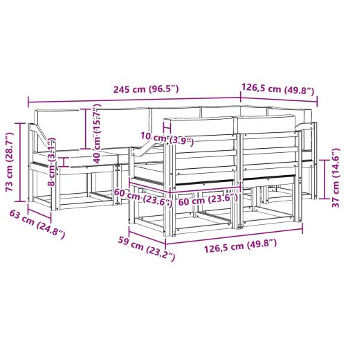 Комплект дивани с възглавница 7 pcs Естествено и светло сиво