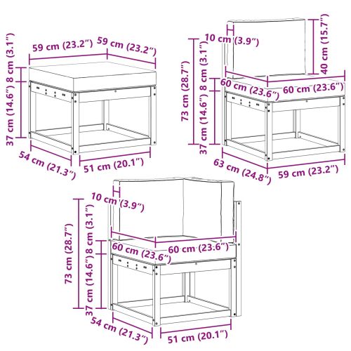 Комплект дивани с възглавница 7 pcs Естествено и светло сиво